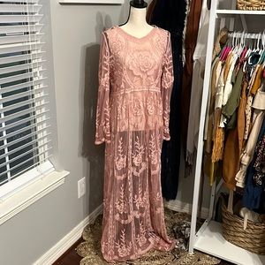 Blush/Pink lace maxi